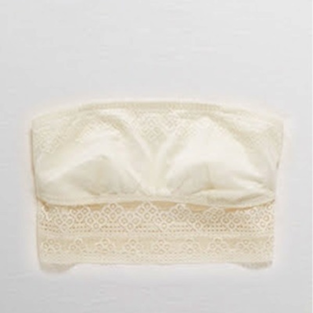 NWT aerie Crochet Lace Longline Bandeau in Natural